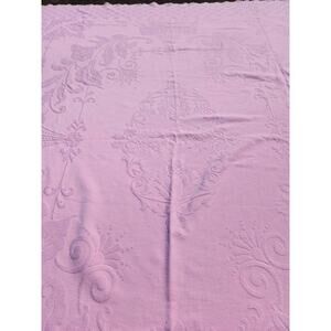 Pem America Embossed Pastel Pale Pink Scalloped Edge Coverlet Full Twin Bedding